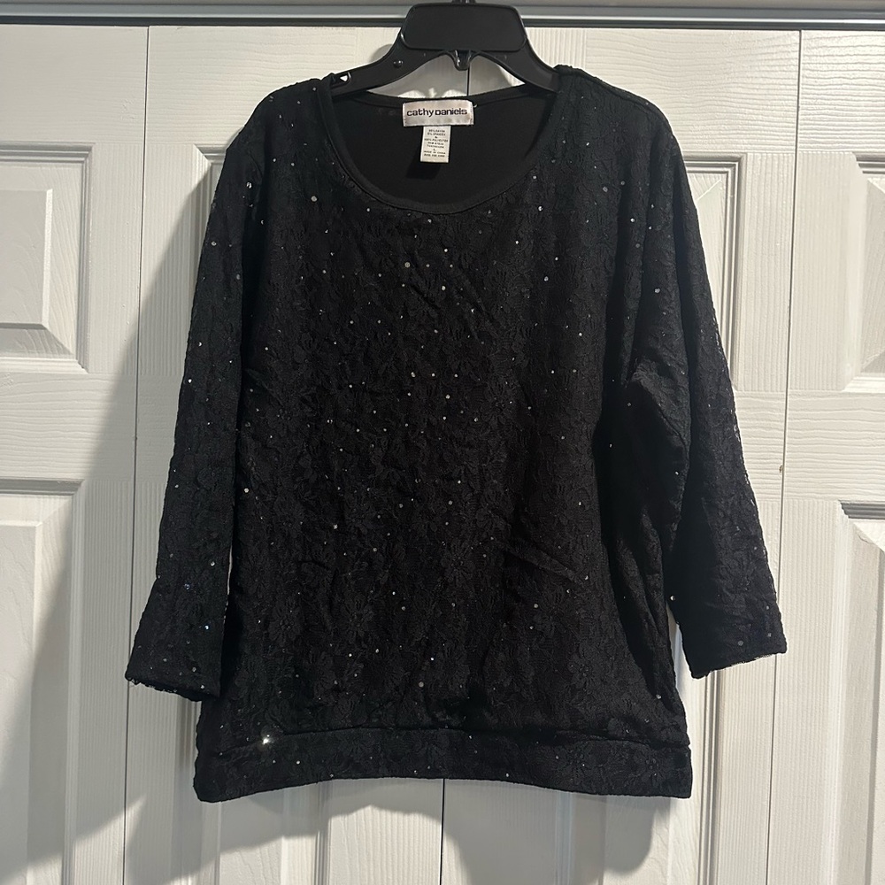 Cathy Daniels Sparkly Black Women's Top